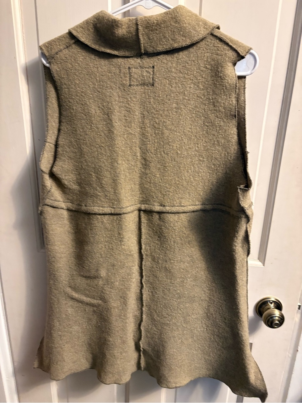 Sleeveless Wool Flower Blend Long Vest in Taupe